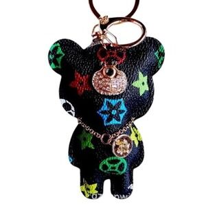Cute Bear Charm Keychain Bag Purse Accessory Rhinestone Embellished‎ Dangle